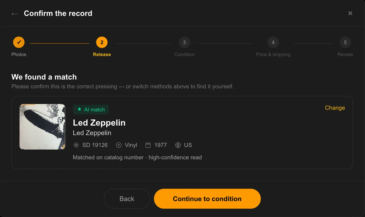 dollrbin confirming the matched pressing from the uploaded photos